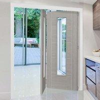 Thrufold Laminates Lava Painted 2+0 Folding Door - Clear Safety Glass is Prefinished