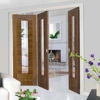 thrufold mistral walnut 21 folding door clear glass prefinished