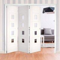 Thrufold Pamplona Flush 3+0 Folding Door - Clear Glass - White Primed