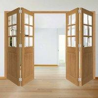 Thrufold Ely Oak 2+2 Folding Door - Clear Bevelled Glass -Unfinished