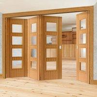 Thrufold Blenheim Oak 3+1 Folding Door - Clear Glass - Prefinished