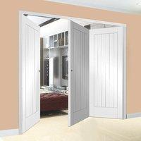 Thrufold Suffolk Flush 2+1 Folding Door - White Primed