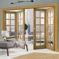 Thrufold Bristol Oak 2+2 Folding Door - 10 Pane Clear Bevelled Glass - Unfinished