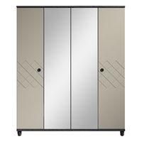 Thea 4 Door Mirrored Wardrobe Black and Grey