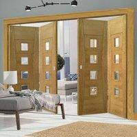 thrufold pamplona oak flush 22 folding door clear glass prefinished