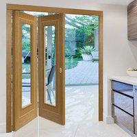 Thrufold Minerva Oak 2+0 Folding Door - Bevelled Clear Glass - Prefinished