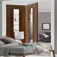 thrufold mistral walnut 20 folding door clear glass prefinished