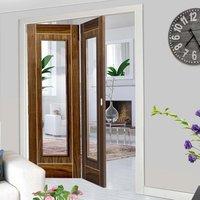 thrufold valcor walnut 20 folding door clear glass prefinished