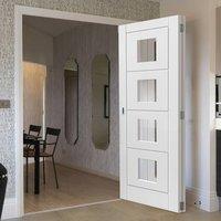 Thrufold Quattro White 2+0 Folding Door - Clear Glass