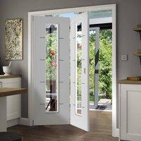 Thrufold Eco Blanco Satin White 2+0 Folding Door - Clear Glass - Prefinished