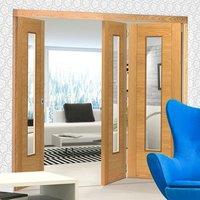 Thrufold Emral Oak 2+1 Folding Door - Clear Glass - Prefinished