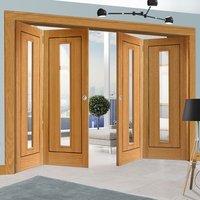 Thrufold Spencer Oak 2+2 Folding Door - Clear Glass - Prefinished