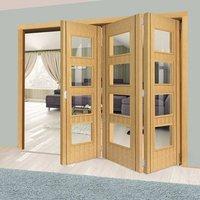 Thrufold Blenheim Oak 3+0 Folding Door - Clear Glass - Prefinished