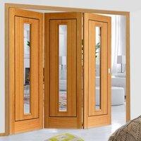 Thrufold Spencer Oak 3+0 Folding Door - Clear Glass - Prefinished