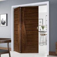 Thrufold Contemporary Cadiz Walnut 2+0 Folding Door - Prefinished