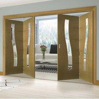 thrufold cadiz oak 22 folding door clear glass prefinished