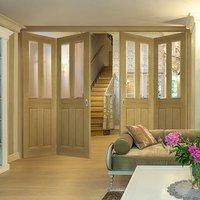 Thrufold Bury Oak 2+2 Folding Door - Clear Bevelled Glass - Prefinished