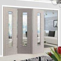 Thrufold Laminates Lava Painted 3+0 Folding Door - Clear Safety Glass is Prefinished