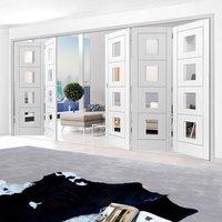 Thrufold Quattro White 3+2 Folding Door - Clear Glass