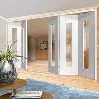 Thrufold Axis White 3+2 Folding Door - Clear Glass