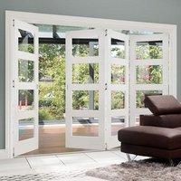 Thrufold Coventry Shaker 3+1 Folding Door - Clear Glass - White Primed