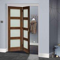 Thrufold Coventry Walnut Shaker 2+0 Folding Door - Frosted Glass - Prefinished