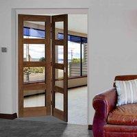 thrufold coventry walnut shaker 20 folding door clear glass prefinishe ...