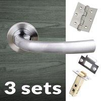 Three Pack Nevada Status Lever on Round Rose - Satin Chrome Handle