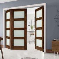 Thrufold Coventry Walnut Shaker 2+1 Folding Door - Frosted Glass - Prefinished