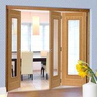 Thrufold Juno Oak 2+1 Folding Door - Clear Glass - Prefinished