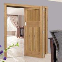 Thrufold Rustic Oak 1930 DX Shaker 2+0 Folding Door - Prefinished