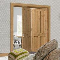 Thrufold Rustic Oak Shaker 4 Panel 2+0 Folding Door - Prefinished