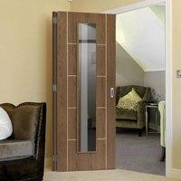 Thrufold Eco Mocha Walnut 2+0 Folding Door - Clear Glass - Prefinished