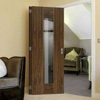 Thrufold Axis Shaker Walnut 2+0 Folding Door - Clear Glass - Prefinished