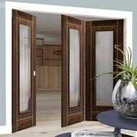 Thrufold Valcor Walnut 2+1 Folding Door - Clear Glass - Prefinished