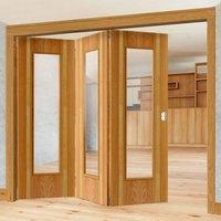 Thrufold Rhodesia Oak 3+0 Folding Door - Clear Glass - Prefinished