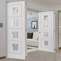 Thrufold Quattro White 2+2 Folding Door - Clear Glass