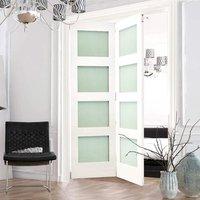 Thrufold Coventry Shaker 2+0 Folding Door - Frosted Glass - White Primed