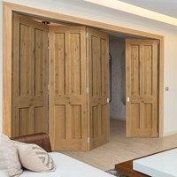 Thrufold Rustic Oak Shaker 4 Panel 3+1 Folding Door - Prefinished