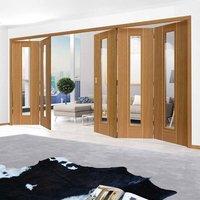 Thrufold Juno Oak 3+2 Folding Door - Clear Glass - Prefinished