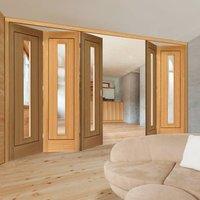 Thrufold Spencer Oak 3+2 Folding Door - Clear Glass - Prefinished