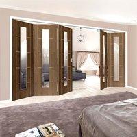 Thrufold Eco Mocha Walnut 3+2 Folding Door - Clear Glass - Prefinished