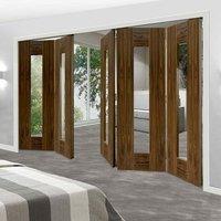 Thrufold Axis Shaker Walnut 3+2 Folding Door - Clear Glass - Prefinished