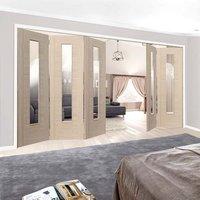 Thrufold Laminates Ivory Painted 3+2 Folding Door With Clear Safety Glass is Prefinished