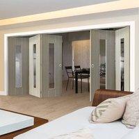 Thrufold Nuance Viridis Cream Flush 3+2 Folding Door - Clear Safety Glass, Pre-finished