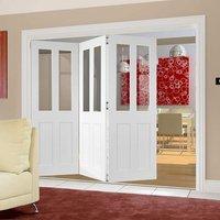 Thrufold Eton Victorian Shaker 3+0 Folding Door - Clear Glass - White Primed