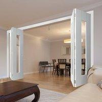 Thrufold Axis White 2+2 Folding Door - Clear Glass