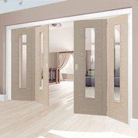 Thrufold Laminates Ivory Painted 2+2 Folding Door With Clear Safety Glass is Prefinished