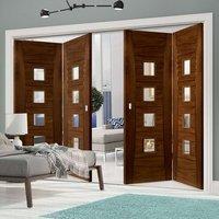 thrufold pamplona walnut 22 folding door clear glass prefinished