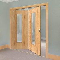 thrufold arcos oak 20 folding door clear glass prefinished